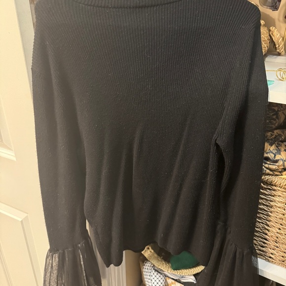 Black anthropology, mock turtleneck sweater with drape sleeves opaque - Picture 1 of 4